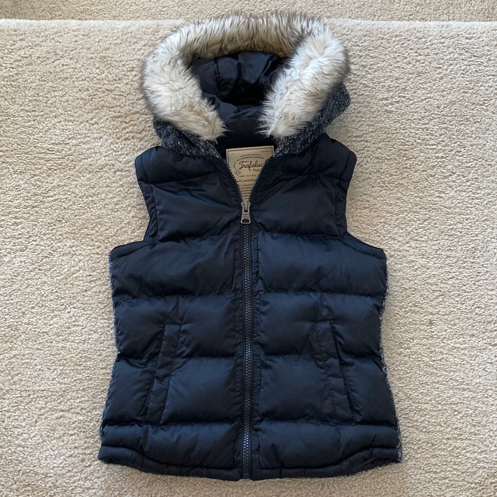 Zara Trafaluc Collection Mixed Media Hooded Puffer Vest